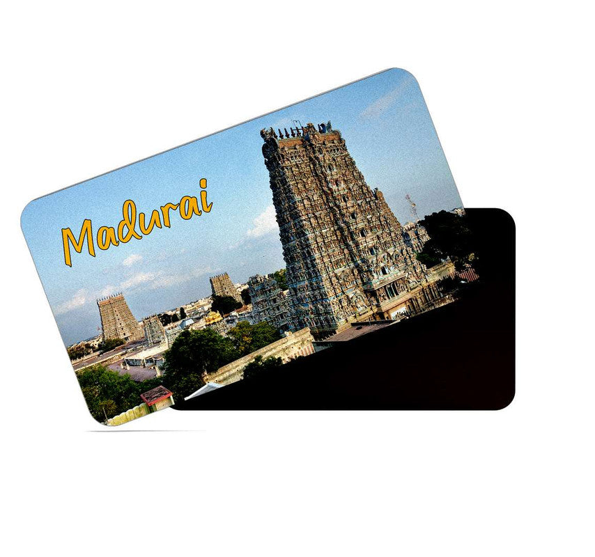 dhcrafts Rectangular Rubber Fridge Magnet / Magnetic Card Multicolor Tamil Nadu Madurai Design Pack of 1 (8.6cm x 5.4cm)